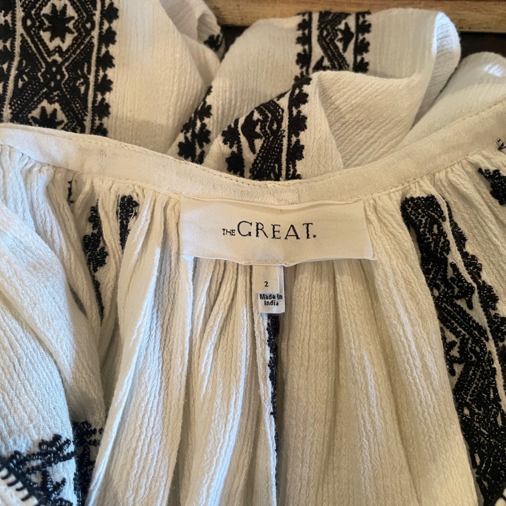 New ✨THE GREAT.  the Journey embroidered cotton-gauze top - Picture 3 of 8